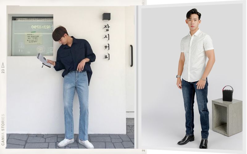 Kết hợp áo sơ mi và quần jeans