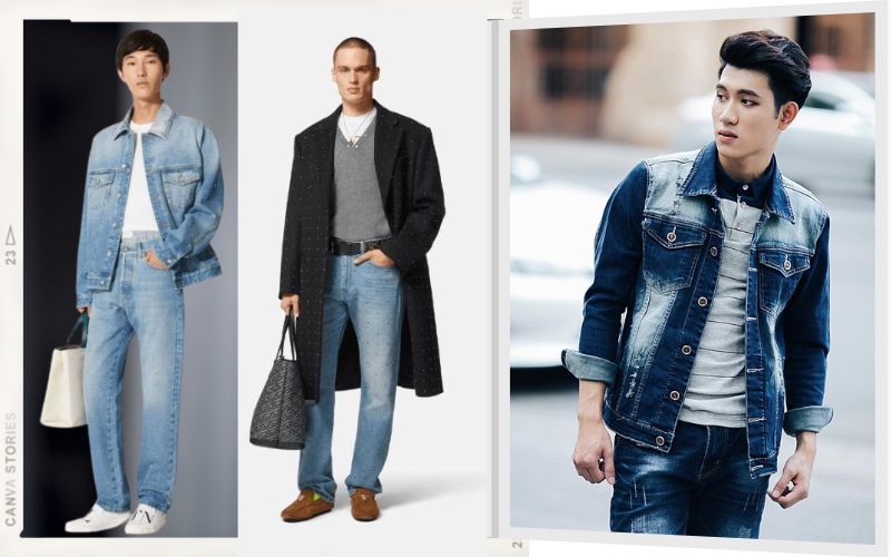 Mix áo thun, quần jeans và áo khoác