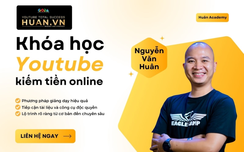 khóa học youtube kiếm tiền từ huân academy