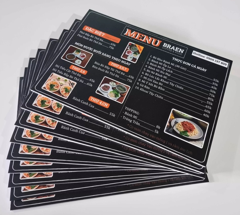độ dày của menu