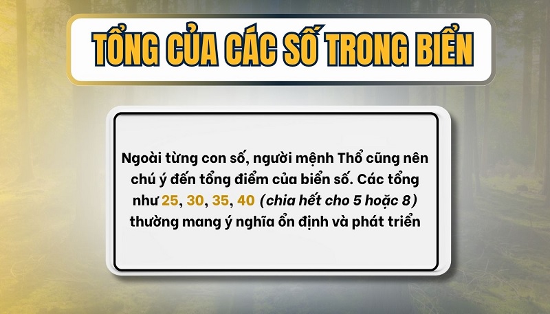 Tính tổng nút biển số hợp mệnh Thổ
